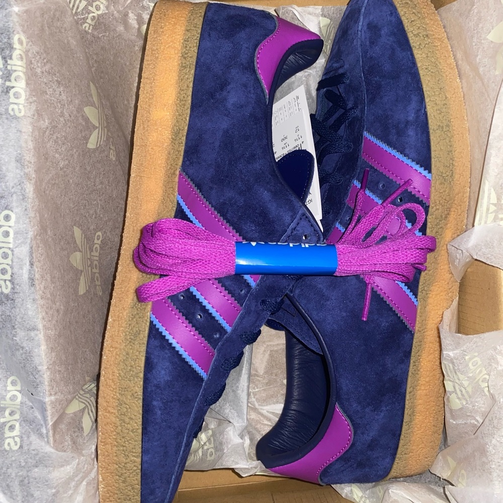 BNIB Adidas Originals Exclusives YABISAH Dark Blue with Show Purple Stripes US12